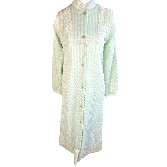 60s Vintage Christian Dior Lane Bryant Robe Women's Small Quilted Lace Robe